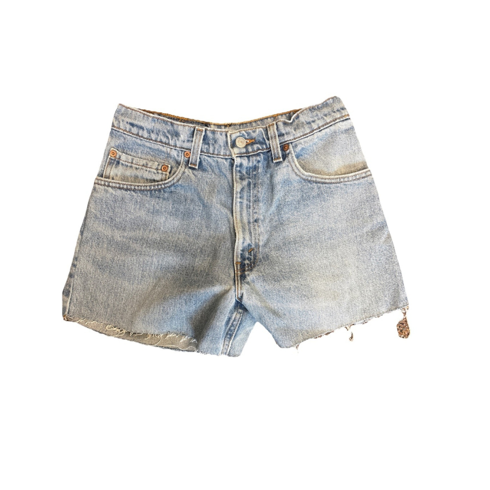 Vtg Levis Cut Off Jean Shorts High Rise Distressed Womens Sequel 30” Waist - Picture 4 of 6